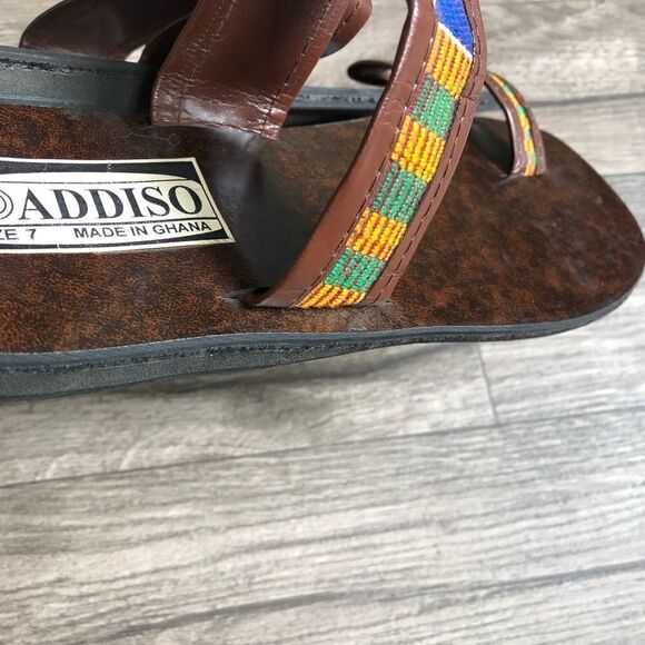 AFRICAN KENTE Cloth Print Tortoise Sandals Slides Flip Flops - Picture 11 of 13